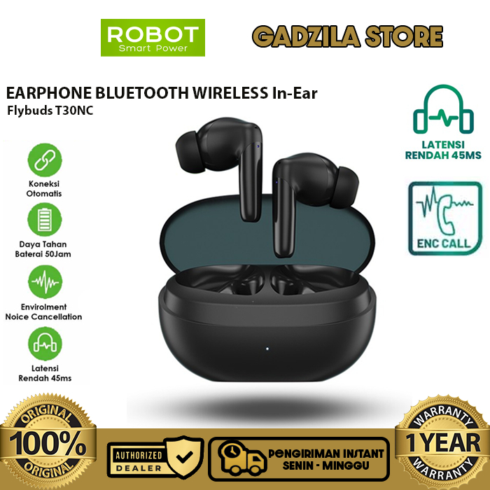 ROBOT T30NC TWS Flybuds Earphone Headset Bluetooth 5.3 Earbuds Wireless In-Ear ENC HD Calling For iP