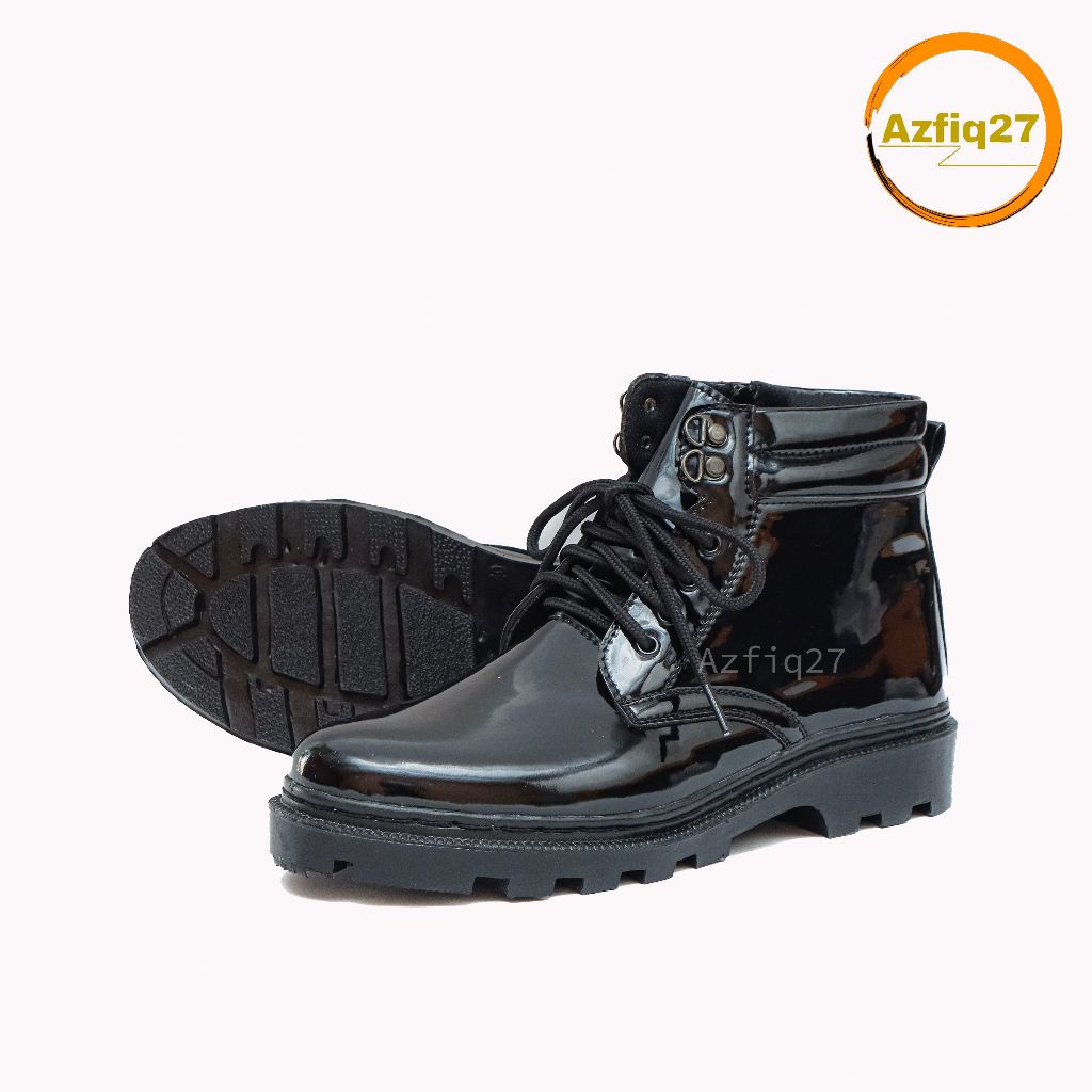 Sepatu Pdh Tni Polri Security Hitam Mengkilap Sol Pvc Tebal Azfiq27 #9 Mengkilap