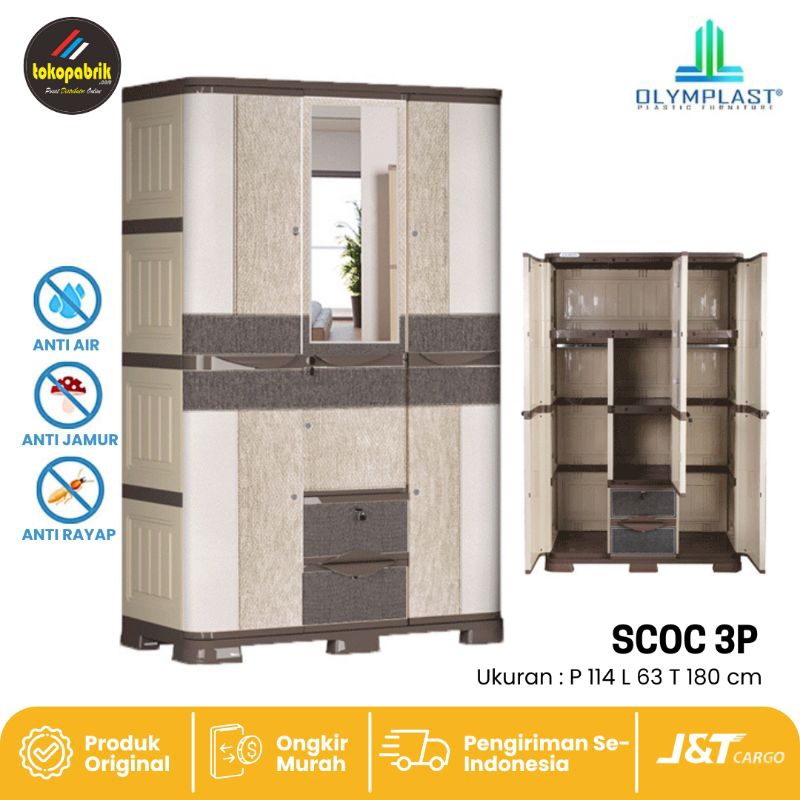 CARGO Lemari 3 Pintu Olymplast / SCOC 03 P Lemari Olymplast / Lemari Baju Plastik Minimalis
