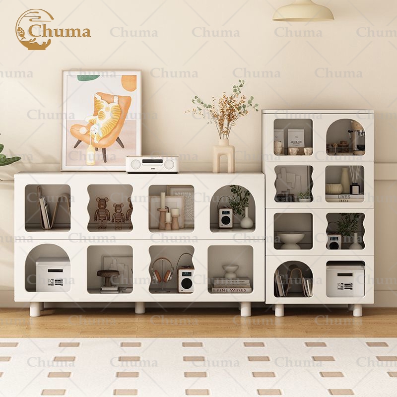 ⭐Anti Rayap&Garansi⭐100/120CM Lemari Penyimpanan Rak Buku Gaya Krem Rak Penyimpanan Rak Buku Berdiri