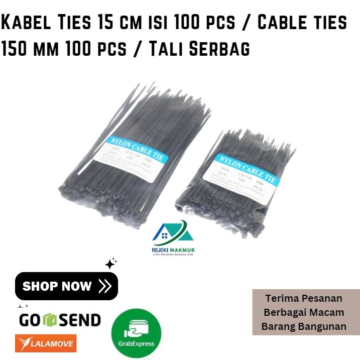 

Kabel Ties 15 cm isi 100 pcs / Cable ties 150 mm 100 pcs / Tali Serbag