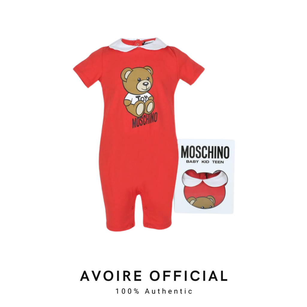 Moschino Baby Onesie Teddy Bear Logo Red Unisex