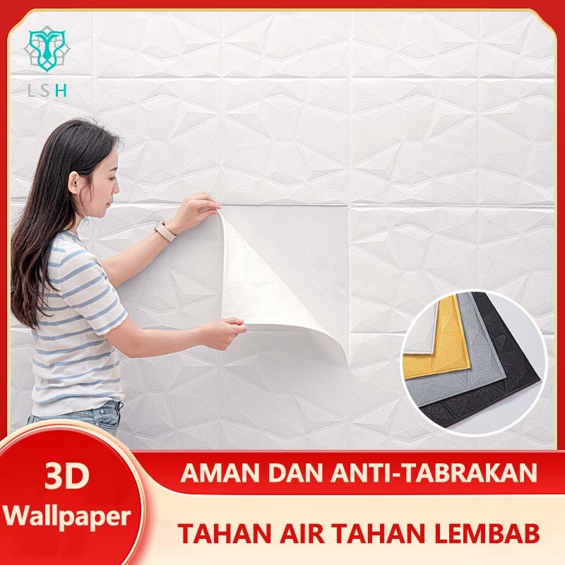 Wallpaper Foam 3D MOTIF DIAMOND Sticker Dinding / Wallfoam 3D Emboss Dekorasi Kamar Rumah Tebal 6mm 
