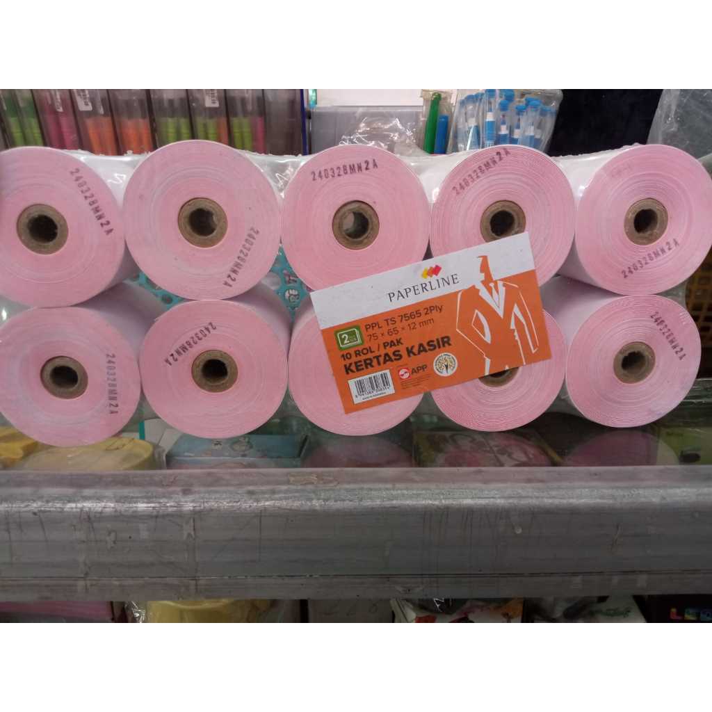 

kertas kasir / telstruk 2 ply paperline uk. 75 X 65 X 12 1 pack isi 10 Roll