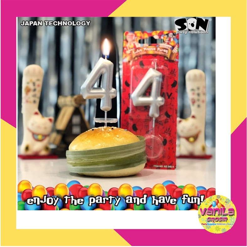 (1Pcs) Lilin Angka Silver (SON), lilin ulang tahun, lilin angka ulang tahun, lilin angka murah