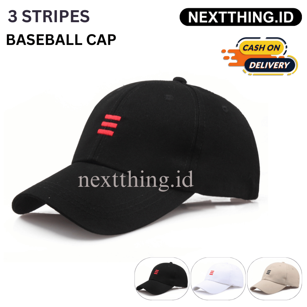 NEXTTHING.ID - 3 STRIPES topi pria topi wanita topi baseball topi trendy