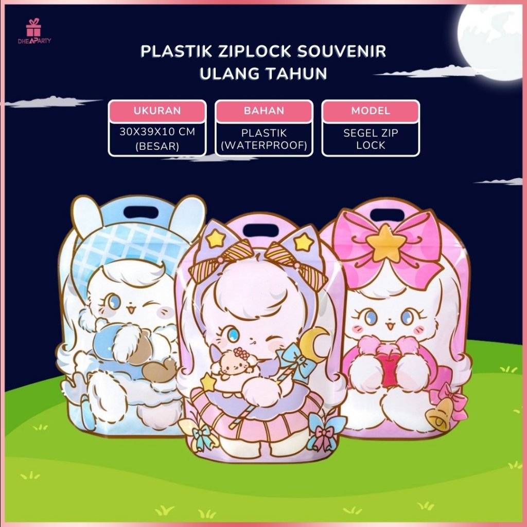 

DP Zip Kantong Ulang Tahun Besar / Pouch Zip Goodiebag Plastik Karakter Tas Lucu / Tas Ziplock Packaging Hadiah atau Sovenir Ulang Tahun PP31