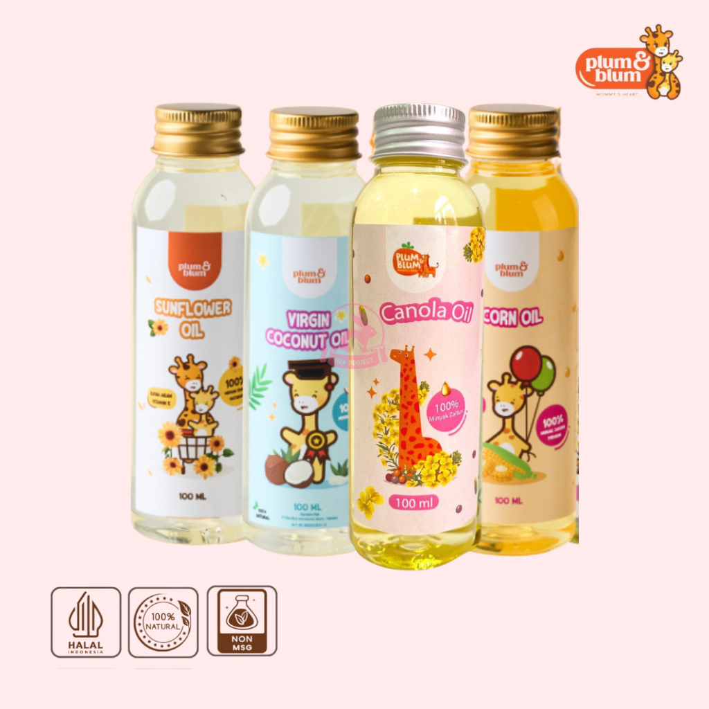 

6+ PLUM & BLUM EXTRA VIRGIN OLIVE OIL / CANOLA OIL / COCONUT OIL100ML/ SUNFLOWER OIL/ CORN OIL -MINYAK ZAITUN MURNI EVOO MPASI