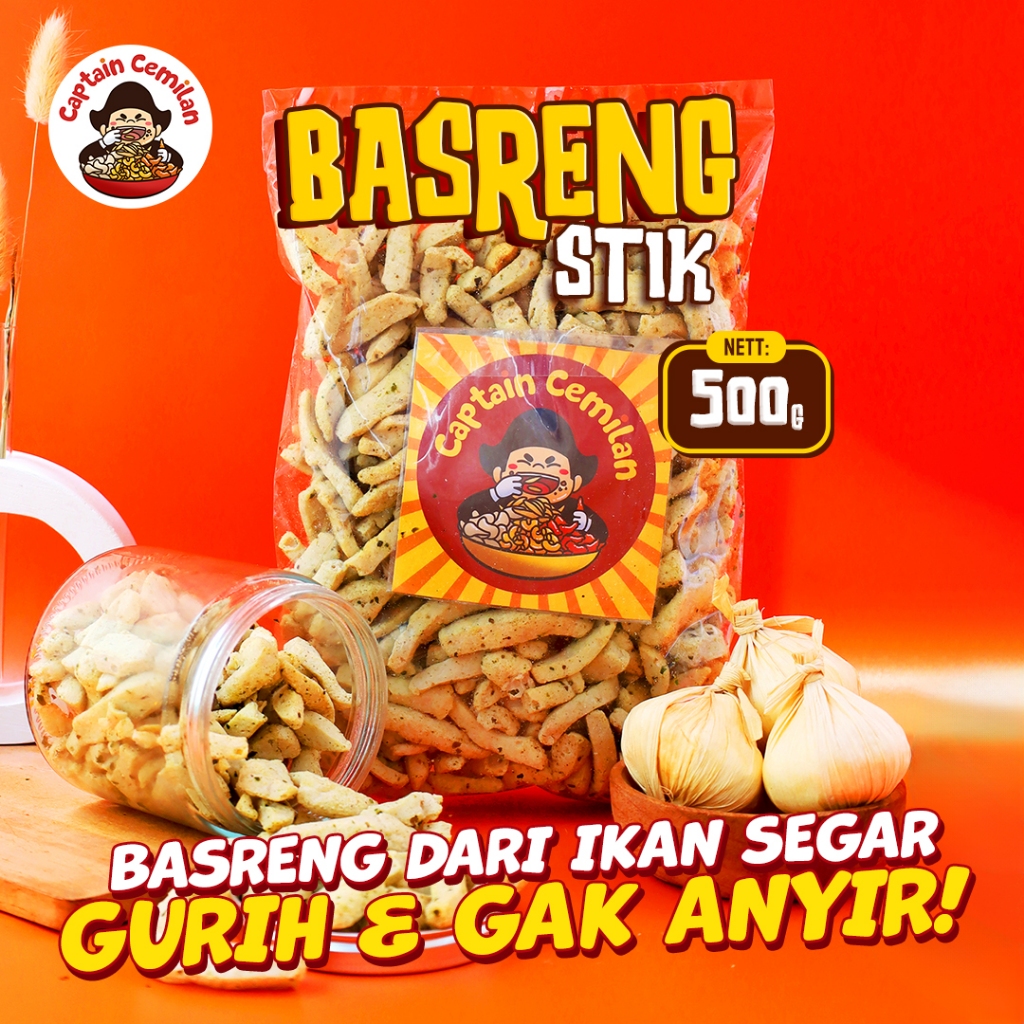 

500gram Basreng Stik Original Asin Gurih Daun Jeruk renyah kriuk baso goreng rempah Captain Cemilan cemilan snack snack kiloan