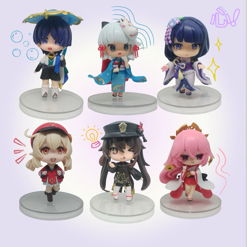 Action Figure Genshin Impact "Hu Tao, Raiden, Yae Miko, Klee, Ayaka, Wanderer" | Chibi Cute Kawai Ve