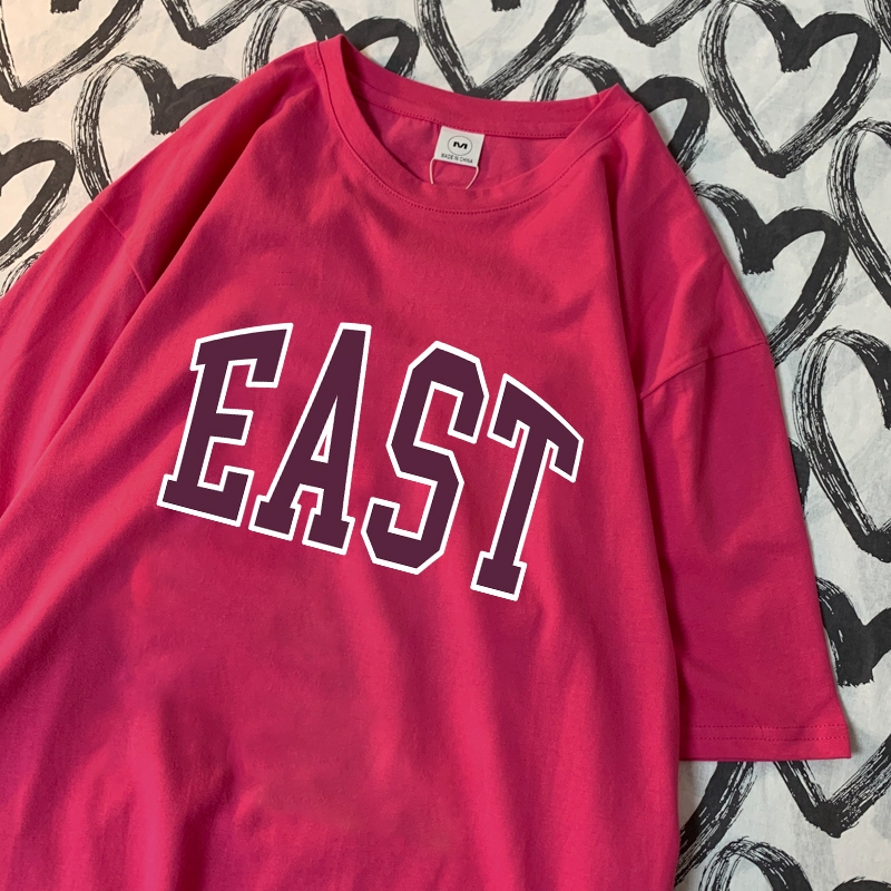 Korean Style Baju Kaos Oversize Corak Huruf Printing Baju Atasan Wanita Pria Hitam Kaos Oversize Wan