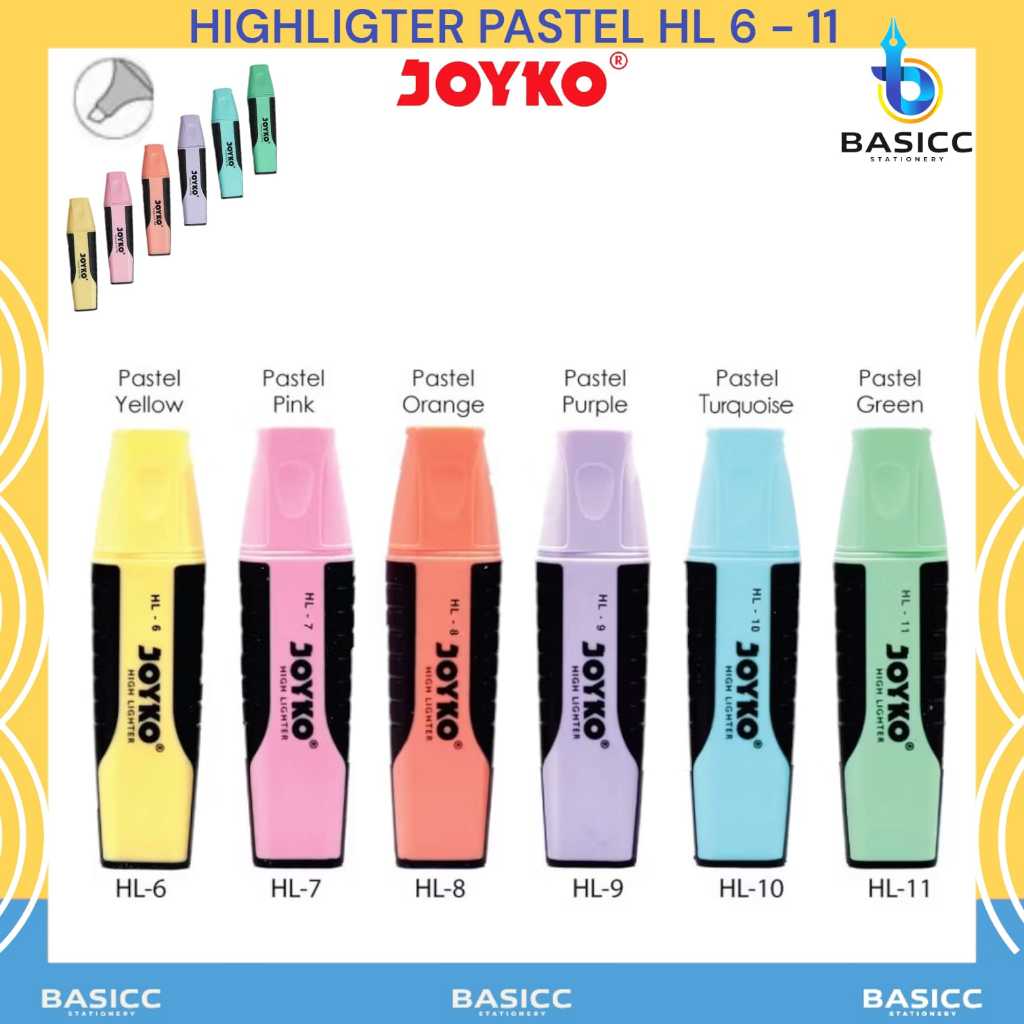 

Joyko Highlighter Penanda Tulisan Berwarna Pastel HL 6 -11 | @1 Pcs