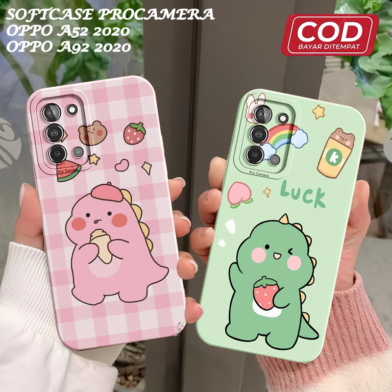 Cassing Untuk Oppo A52 A92 A72 Silicone Motif Dino Case Custom Softcase Pro Kamera