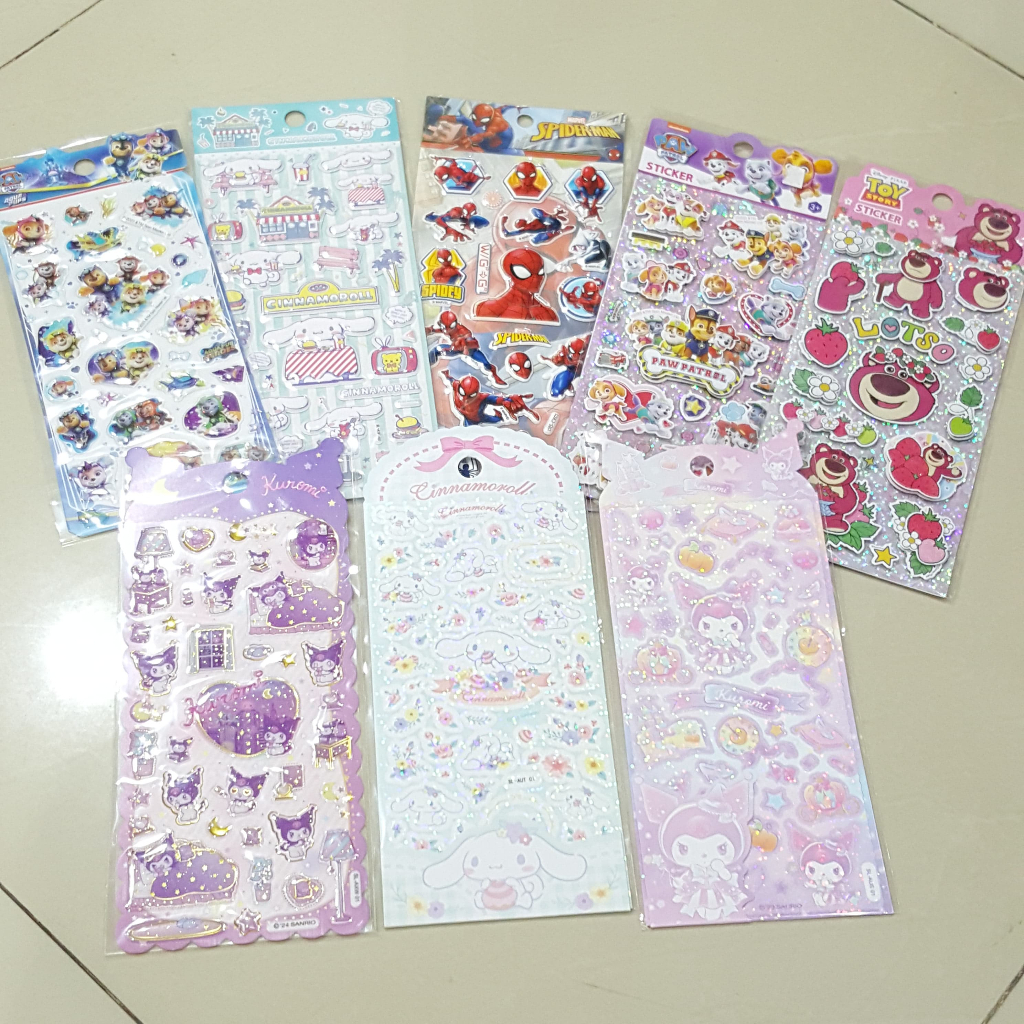 

Stiker karakter lucu, spiderman, cinnamoroll, paw patrol, kuromi, lotso