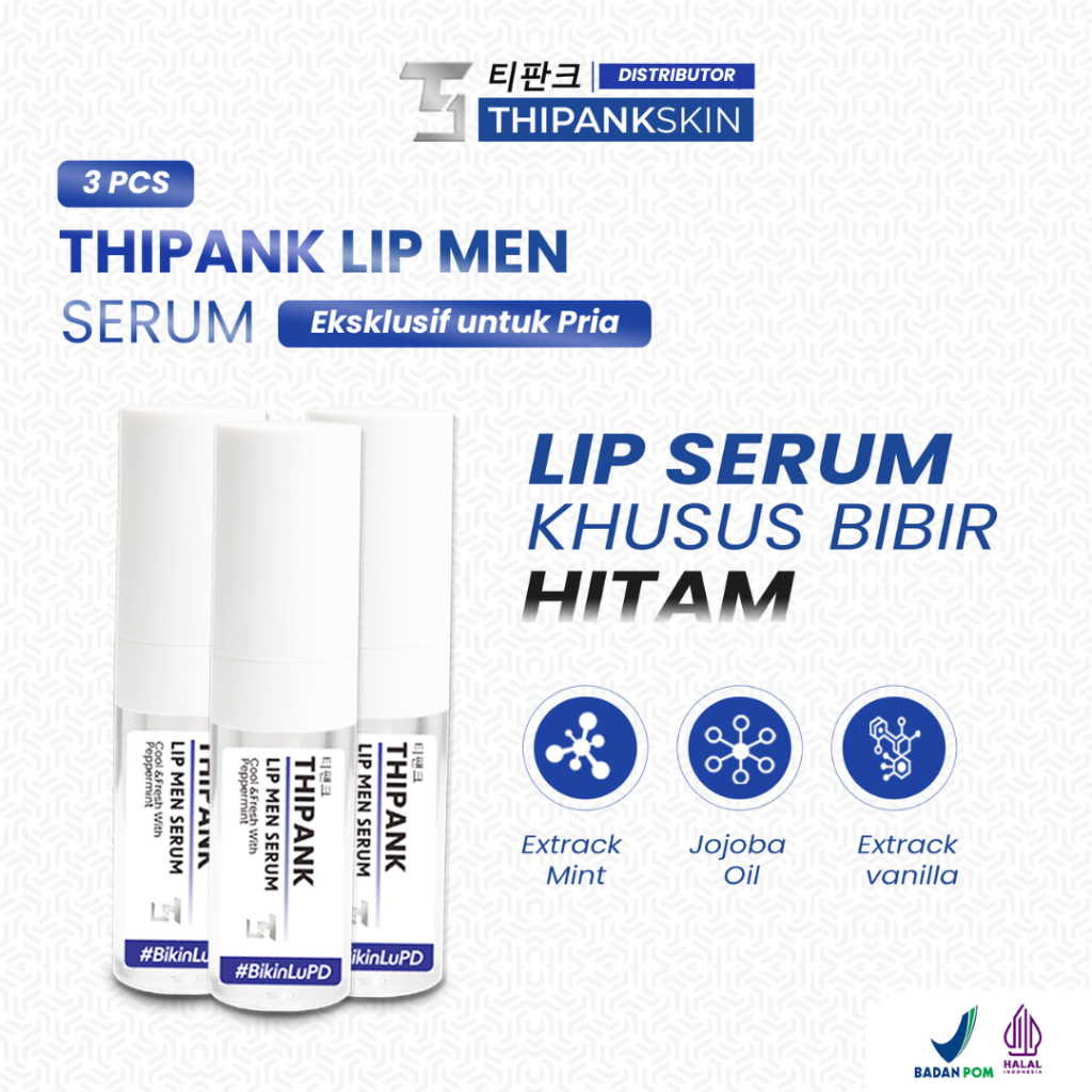 [ PAKET 3 PCS ] Thipank Lip Men Serum Pria with extrack peppermint lip serum pria terbaik lip serum 