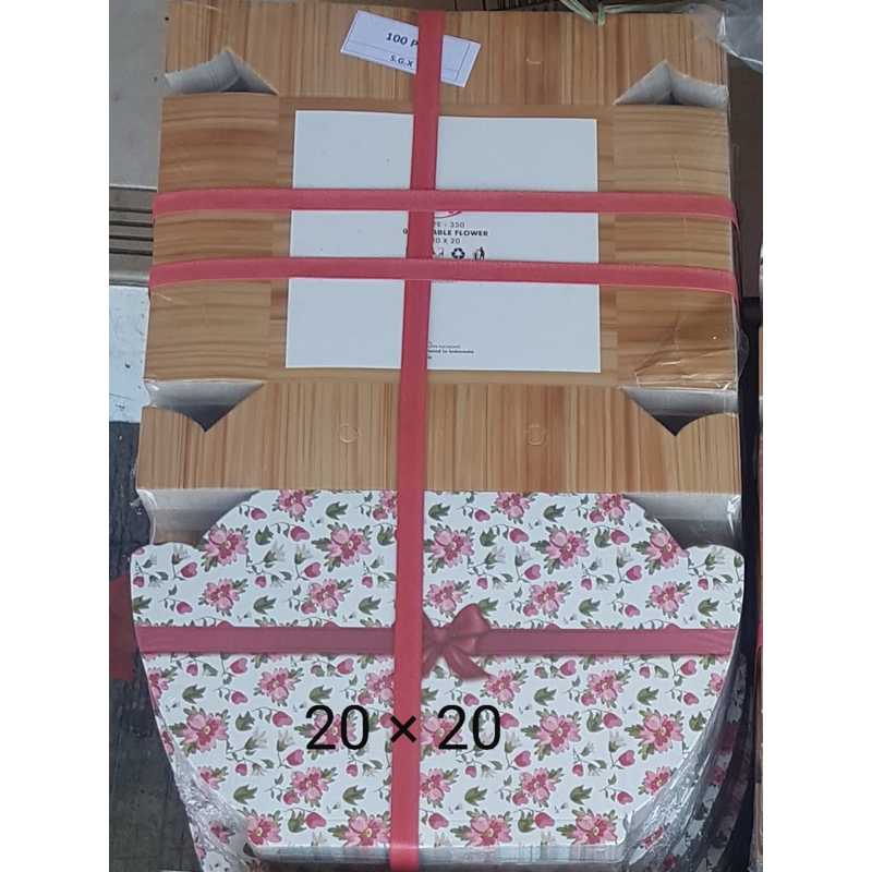 

RB Dus Kotak Nasi 20x20 Motif Per 1Pak Isi 100 Lbr