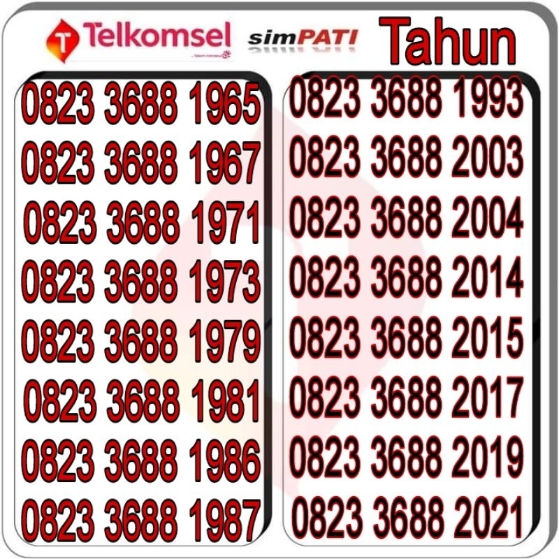 NOMOR CANTIK TELKOMSEL seri TAHUN
