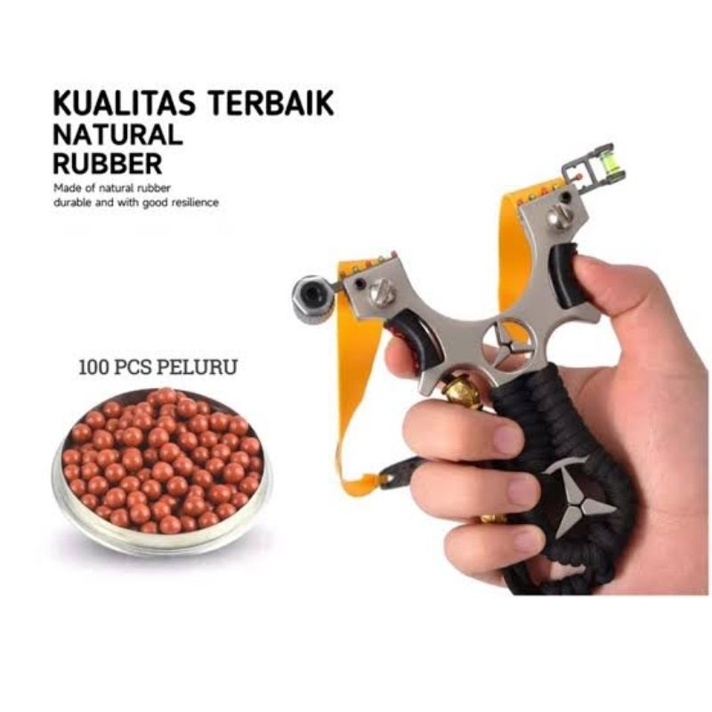 1 Set Ketapel Mercedes Free Peluru 100 Pcs Karet Ketapel Dan Laser Lengkap