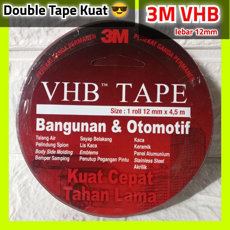 Isolasi Bolak Balik / Double Tape 3M VHB kelas otomotif dan bangunan kuat awet tahan lama tergantung