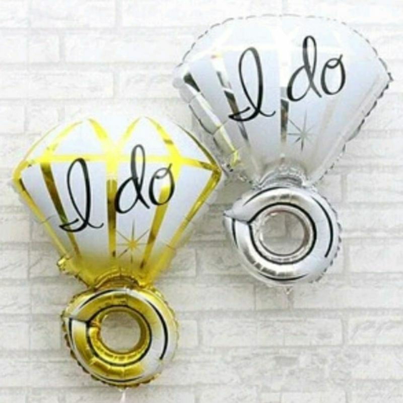 Balon foil cincin permata jumbo tulisan i do bridal shower bride to be groom bachelor bachelorette p