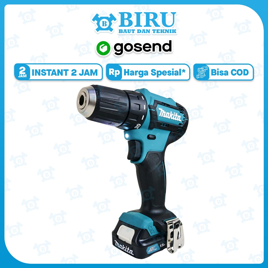 Makita DF331 Bor Tangan Listrik Tanpa Kabel 68V Bor Impact Bor Obeng Listrik Multi-alat