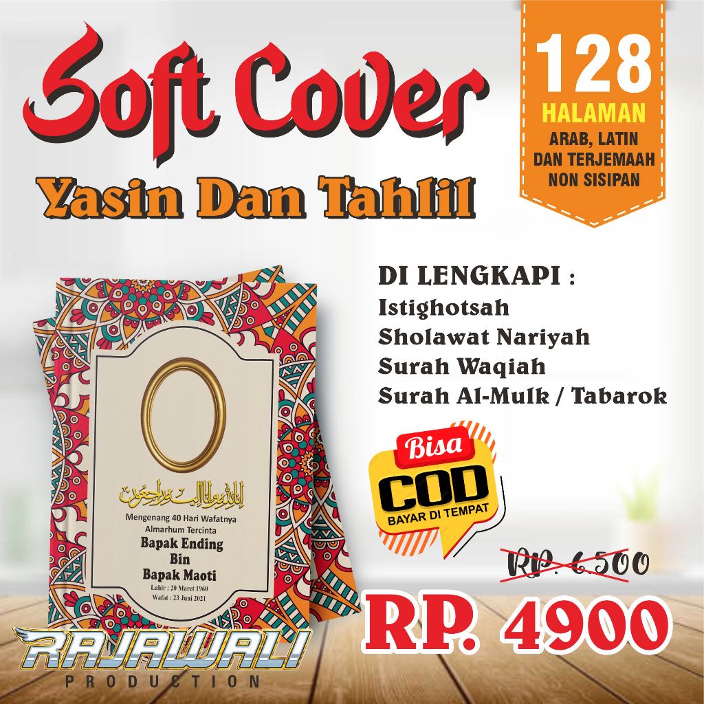 (COD) YASIN 128 HALAMAN / BUKU YASIN DAN TAHLIL / YASIN / YASIN CUSTOM FOTO 40 DAN 100 HARI 128 HALA