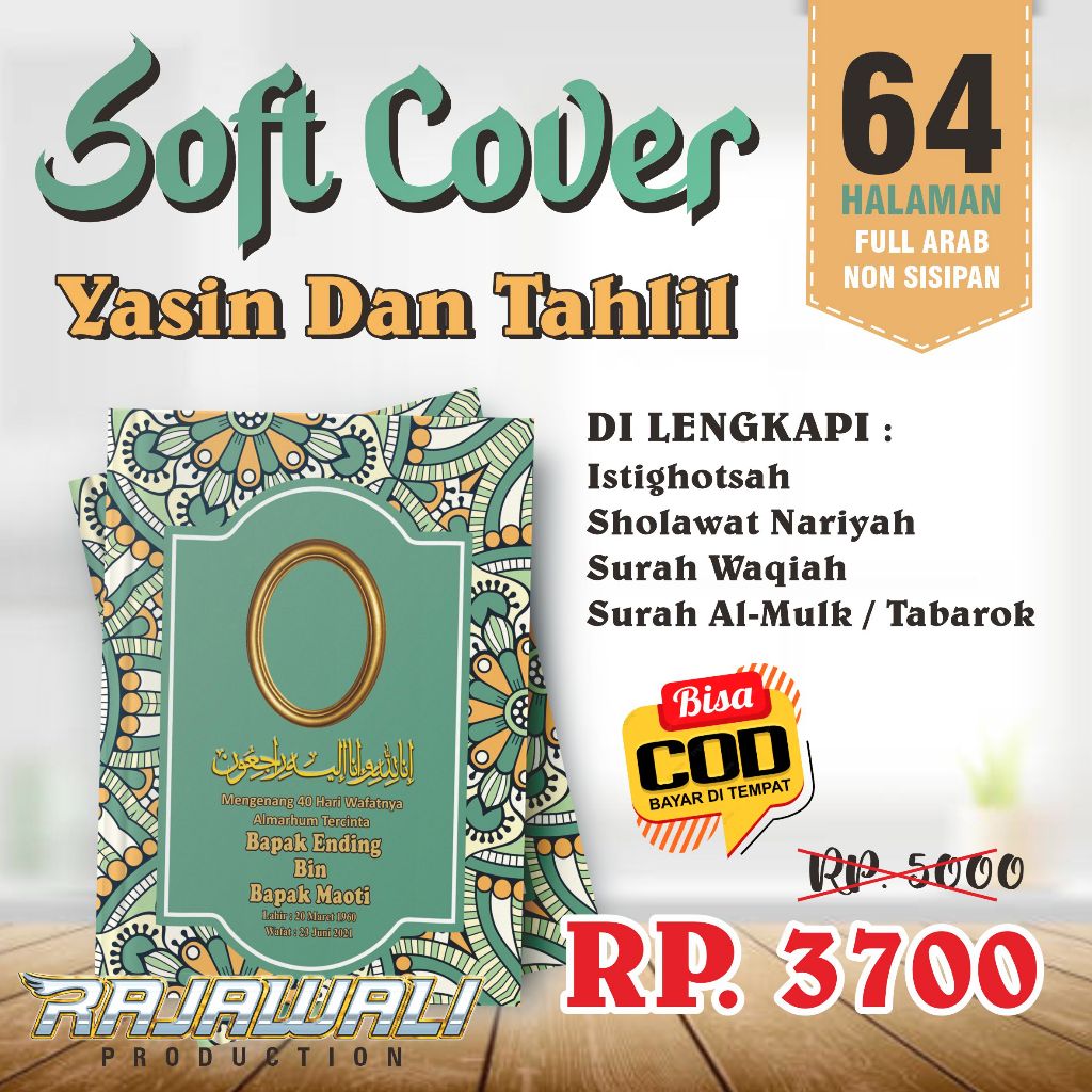 (COD) YASIN DAN TAHLIL 64 Halaman / YASIN ARAB / BUKU YASIN / FOTO ALMARHUM DICOVER