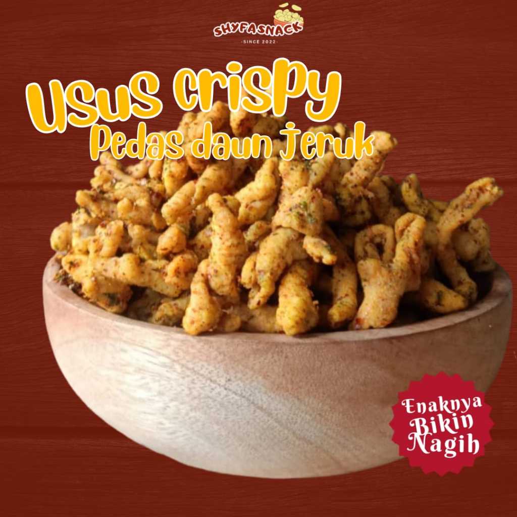 

USUS CRISPY PEDAS DAUN JERUK 250 GR KHAS SHYFA SNACK