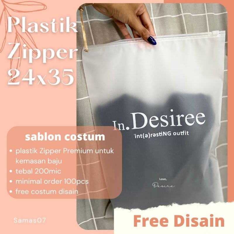 Plastik Zipper Bag 24x35 sablon Kemasan Baju Gamis Kemasan Premium Sablon Merek