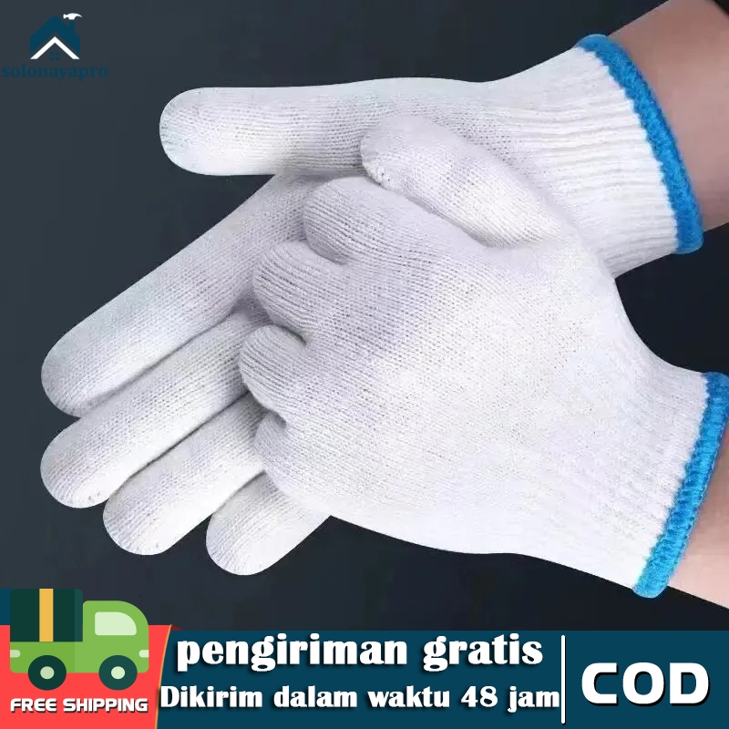 Sarung Tangan Rajut Katun Tebal Benang 8 Isi 24 Picis Pelindung Perlengkapan Tukang Kebun Kerja Perk