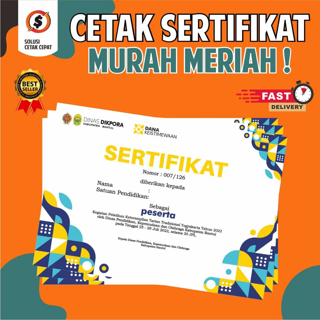 

PRINT Cetak Sertifikat Piagam Custom TERMURAH