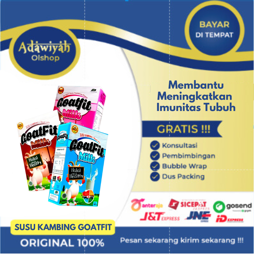 

GOATFIT MILK SUSU KAMBING ETAWA PLUS ROYAL JELLY BOX ISI ISI 200 GRAM | ORIGINAL | STROBERI | COKLAT