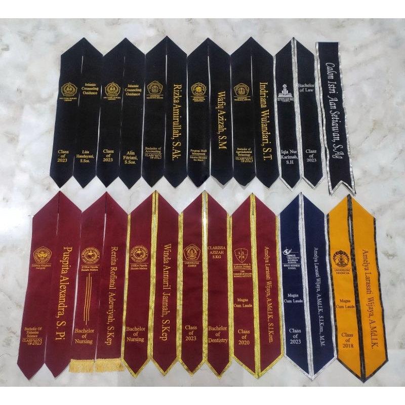 Selempang Wisuda Bludru Bordir 2 LAPIS BLUDRU