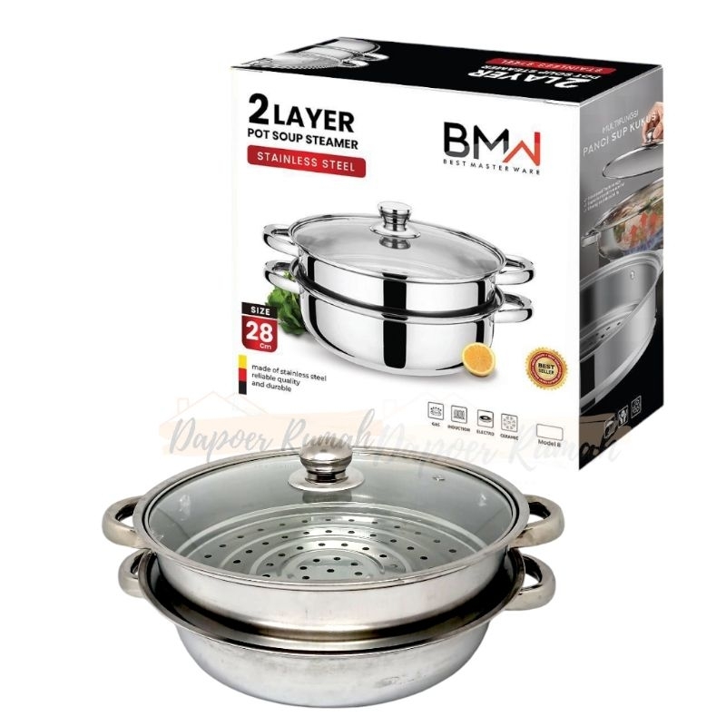 Panci Kukusan Stainless BMW/Panci Stremer 2 Susun/Panci Kukus 2 Lapis