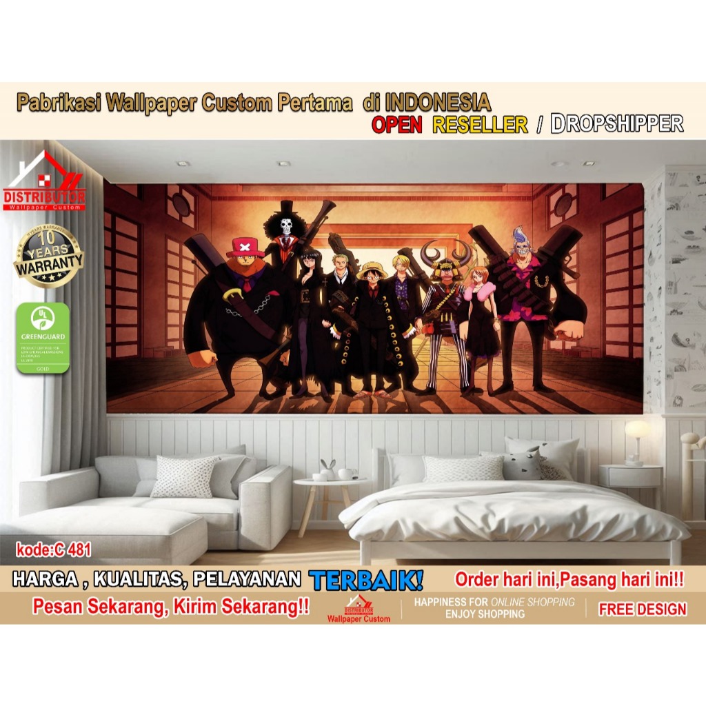Wallpaper Dinding Custom 3D Animasi Anak | Animasi One Piece | Wallpaper Request Gambar | Wallpaper 