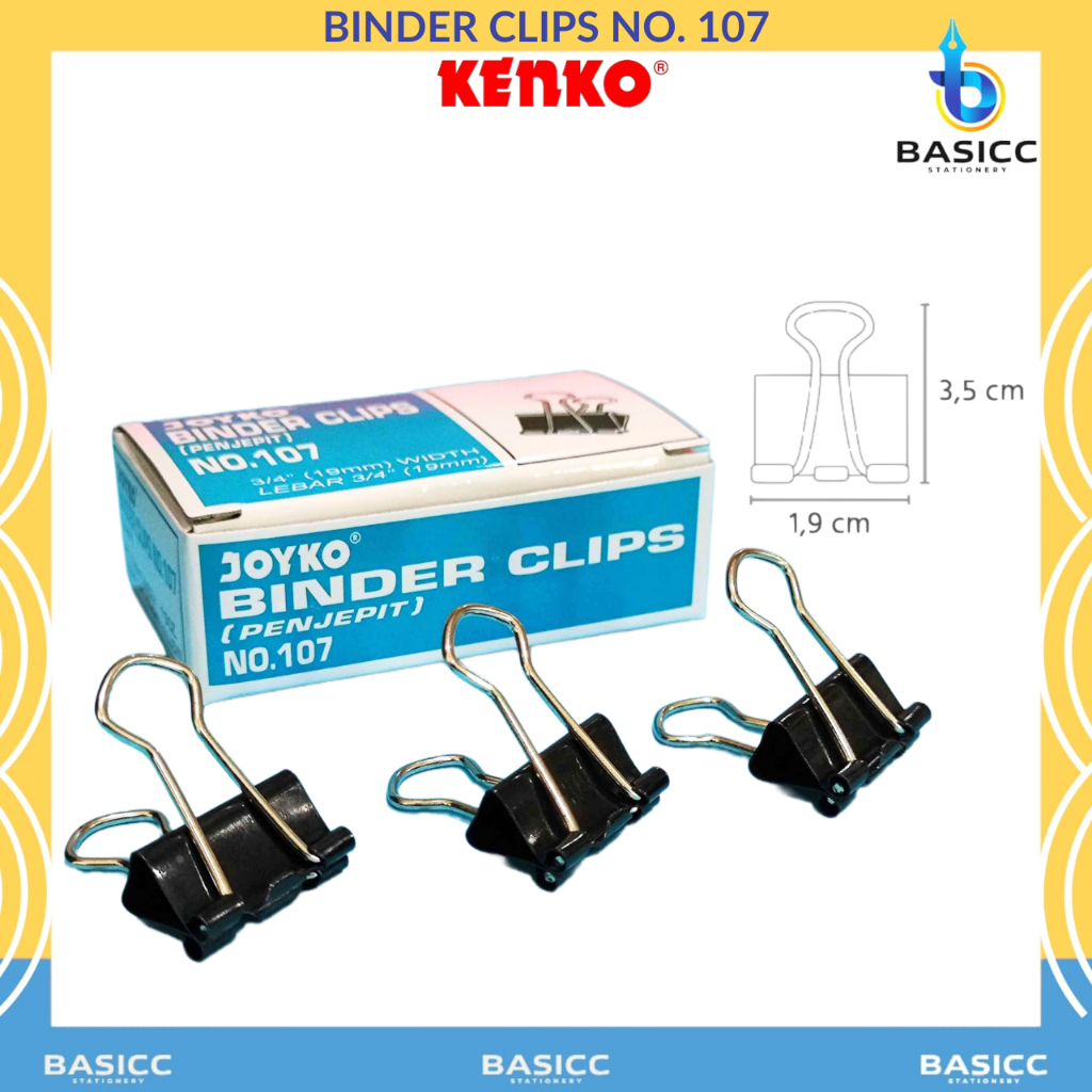 

Kenko Binder Clip 19 mm Klip Penjepit Kertas No.107 | @1Box=12Pcs