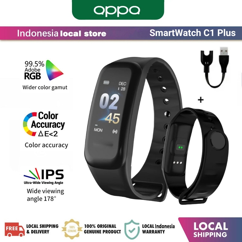 Hot Deals Ori 0Pp0 Smartband C1Plus Smart Bracelet 1.62 Inch Layar Denyut Jantung Smart Watch