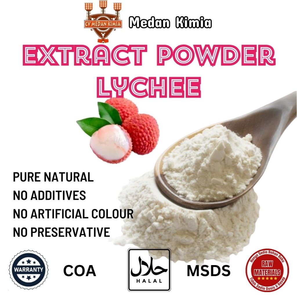 

Food Colorant Extract Powder Lychee 50gram / Bubuk Ekstrak Buah Leci 50gr Pure Natural