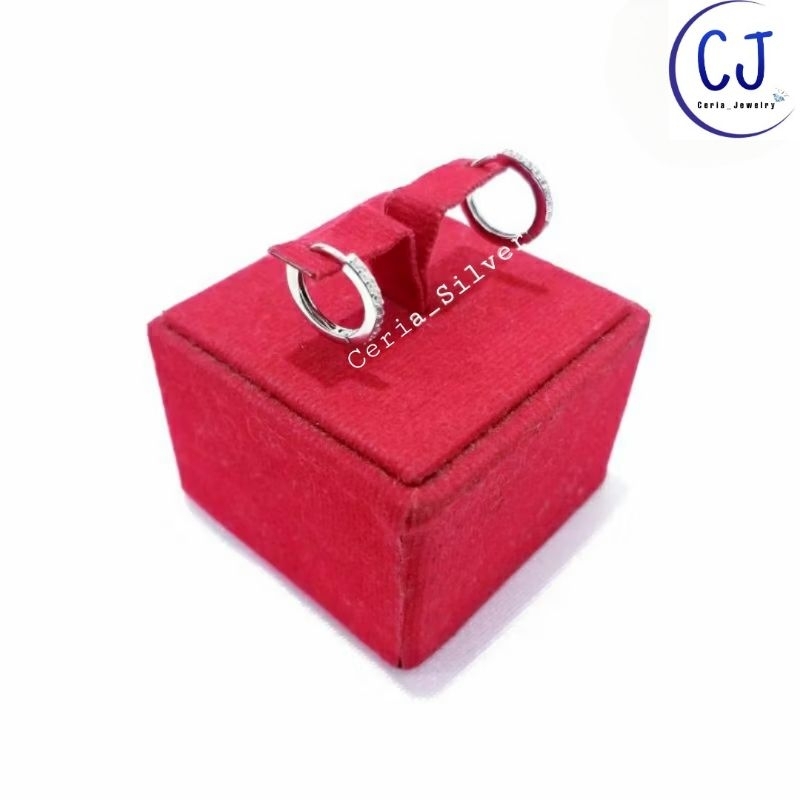 Anting Perak Asli Silver 925 Lapis Emas Putih Model Jepit Donat Model Emas _ Perhiasan Anting