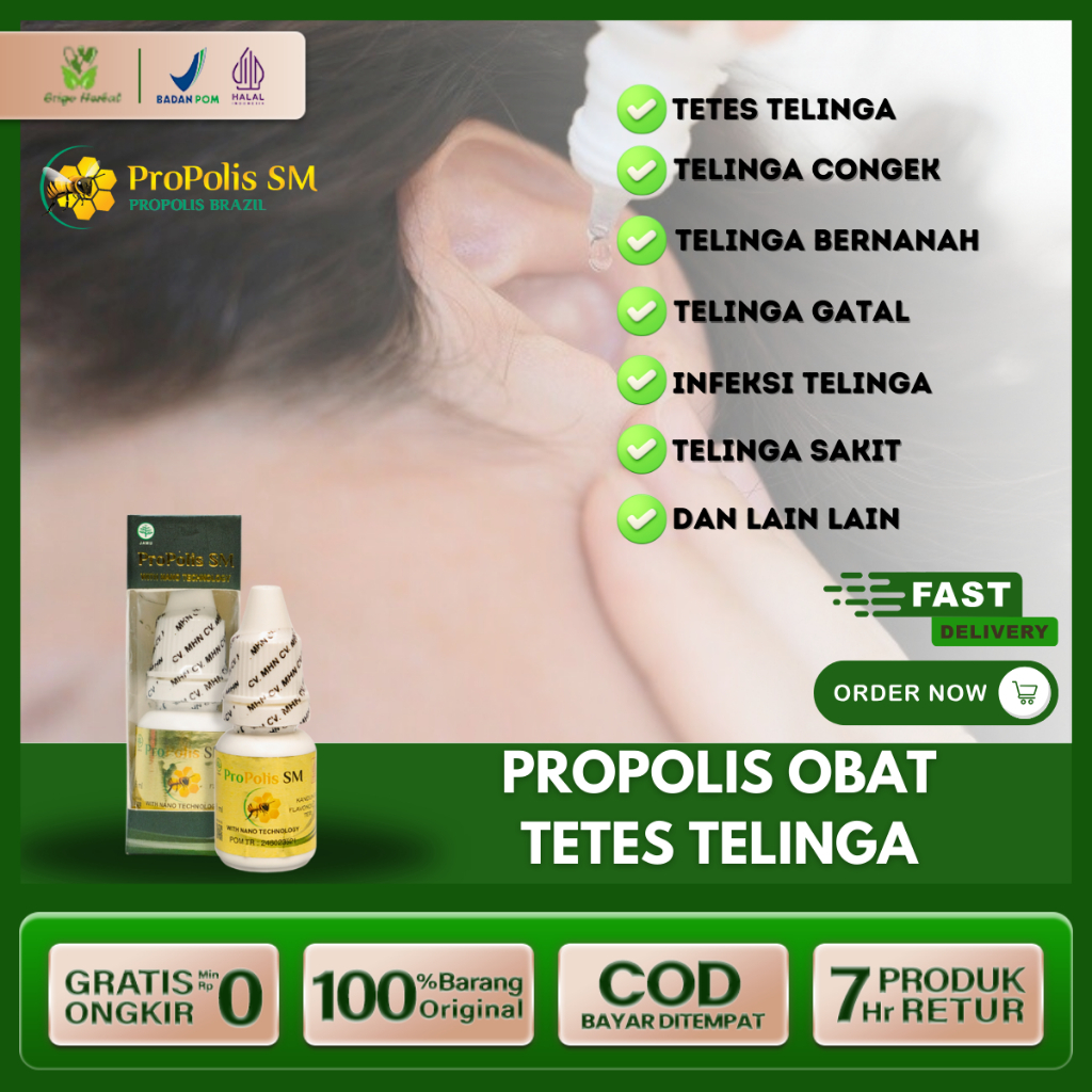 Obat Tetes Telinga Kotoran Keras Infeksi Iritasi Telinga Kuping Berdengung Propolis SM Tangerang COD