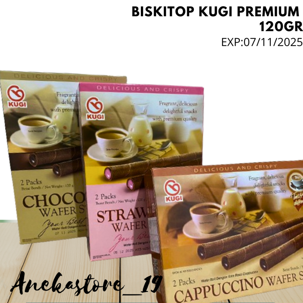 Biskitop Astor KUGI Wafer Stik 120gr -KUGI Wafer Premium Stik Roll Renyah Gurih Jajanan Favorit Anak