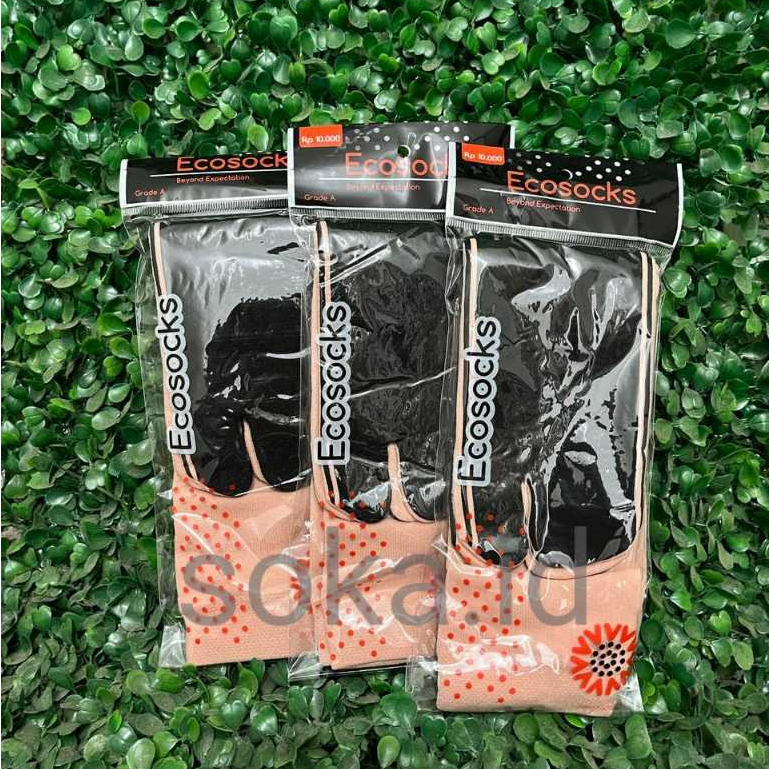 Kaos Kaki Soka Ecosocks Beige Black Sole (Produk Reject/Cacat) - Kaos kaki Ecosocks Grade A