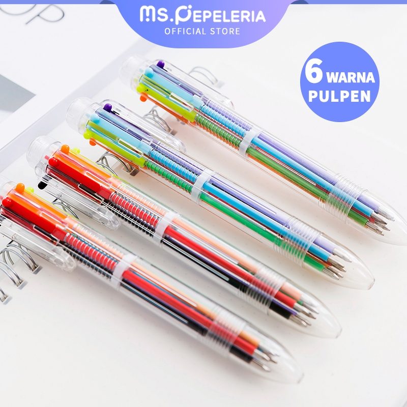 

pulpen 6 warna/ 6 Color in 1 Ballpoint Pen/Ballpoint Perlengkapan Menulis Multicolor Pen-Ms.Pepeleria