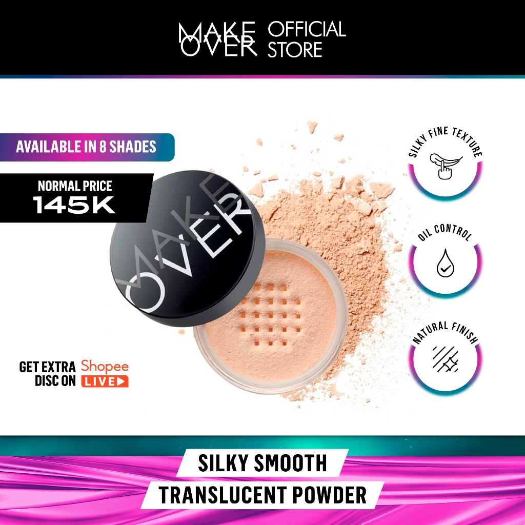 Bedak Tabur MAKE OVER Silky Smooth Translucent Powder ORIGINAL Loose Powder Make Over Bedak tabur BE