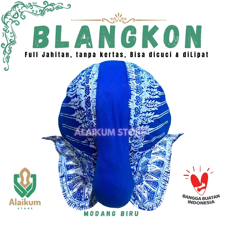 BLANGKON ALUSAN MOTIF MODANG BIRU | BLANGKON ALUSAN DI JAHITAN |  BLANGKON JOGJA |  BLANGKON TAHAN A