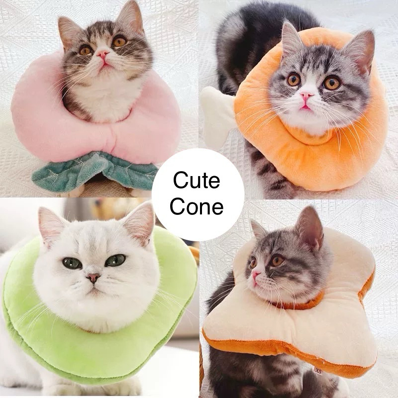 Bantal Kalung Cone Kucing Anjing Roti Alpukat Peach