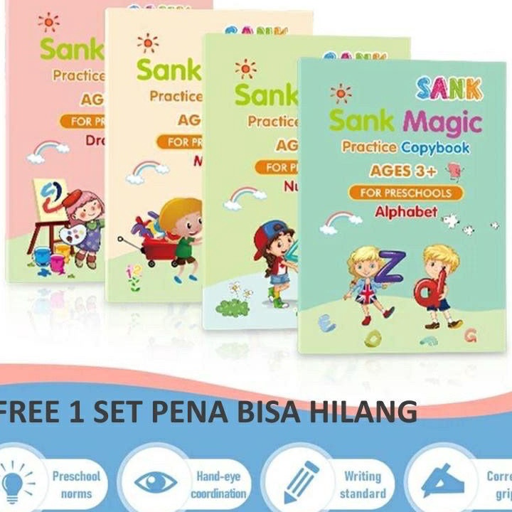

BIG SALE FREE 5 PCS Refill Tinta Isi 4 buku 1 pulpen 5 refill 4 BookSank Magic Practice Book 1 Set Isi 4 Buku dan Pulpen Buku edukasi belajar menulis
