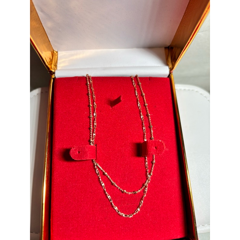 Kalung Emas Asli Double Layer Rose Gold 17K