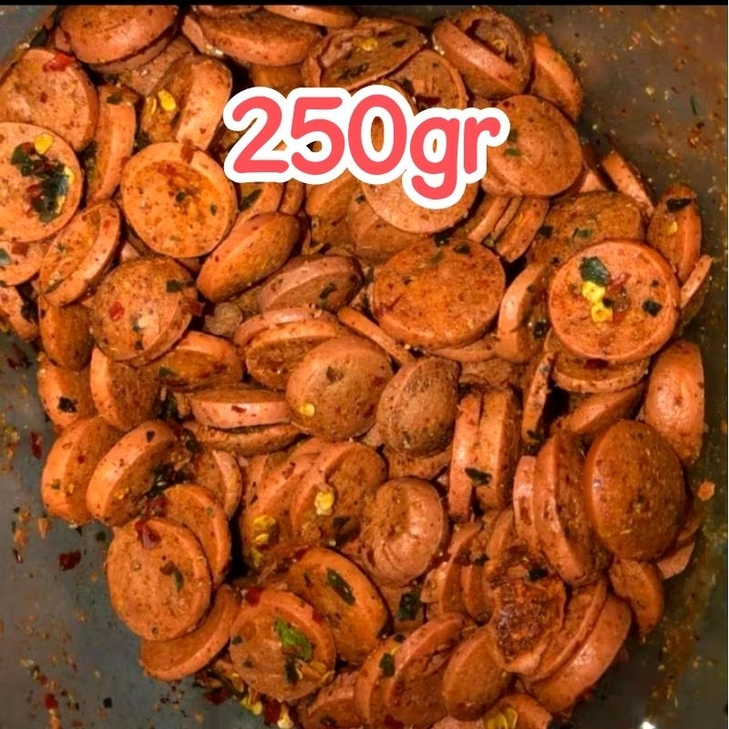 

sosreng/sosis goreng pedas daun jeruk 250gr