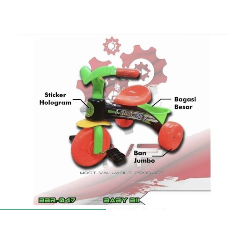 Sepeda anak BBR047 sepeda duduk sepeda plastik SEPEDA RODA TIGA